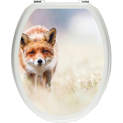 Pixxprint Schleichender Fuchs als Toilettendeckel Aufkleber, WC, Klodeckel - Maße: 32x40 cm, Gläzendes Material Toilettendeckelaufkleber Cover