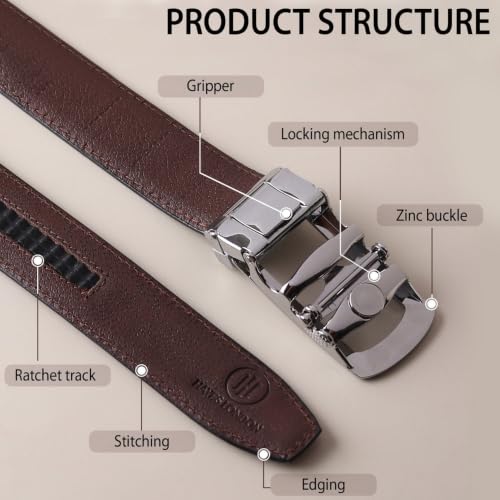 Image of HAYES LONDON Leather Ratchet Belt for Men | Adjustable No-Holes | Customizable Fit, Stylish & Effortless Buckle | Formal & Casual Wear Belts