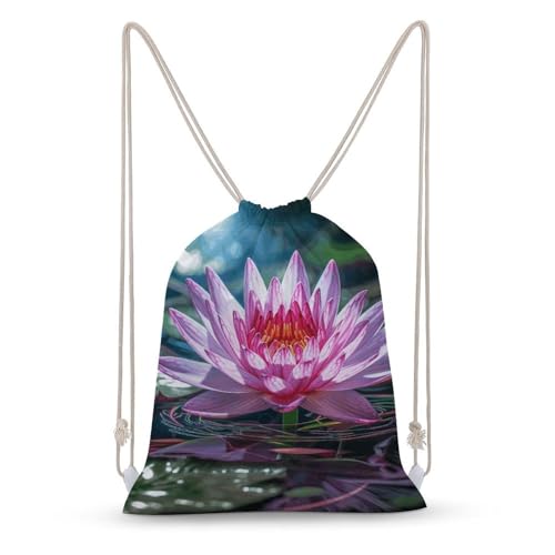Drawstring Backpack Gym Bag Water Lily Light And Shadow Cinch Sackpack Waterproof Beach Bag for Women Men