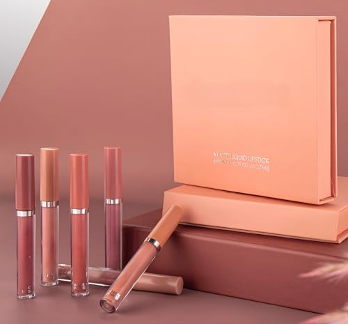 Handaiyan Liquid Lipstick Set – 6Pcs Liquid Matte Nude Lipsticks For Women Velvet Waterproof Makeup Kit Mini Lipstick Palette Non-Stick Liquid Lipstick Combo Pack