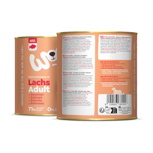 WOW Dog Hunde-Nassfutter mit Lachs 6 x 800g | ohne Getreide & Zucker