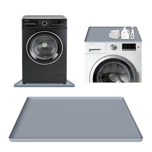 27x27 Inch Foldable Silicone Washing Machine Drain Pan Grey