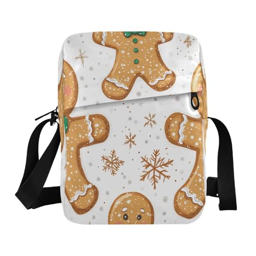 Crossbody Bag Cute Christmas Gingerbread Man Messenger Bag for Women Men Purse Shoulder Bag Satchel Bag with Adjustable Strap 202b6647