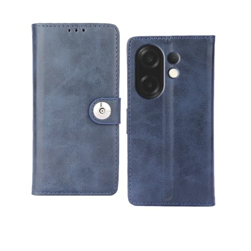 Image of amazon basics Vivo X200T 5G Flip Cover | Card Pockets Wallet & Stand | Flip Cover for Vivo X200T 5G (Blue Button)