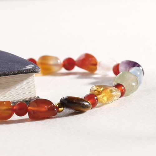 Image of 7 Chakra Crystals and Stones Anklet Irregular Tumbled Gems Beaded Ankle Bracelets for Women Spiritual Energy Meditation Yoga Healing Jewelry Mom's Gifts