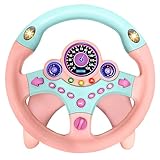 CocoPon ハンドル おもちゃ 【音量調整可能】 リアル サウンド ベビーカー ドライブ ステアリング 助手席 (ピンク)