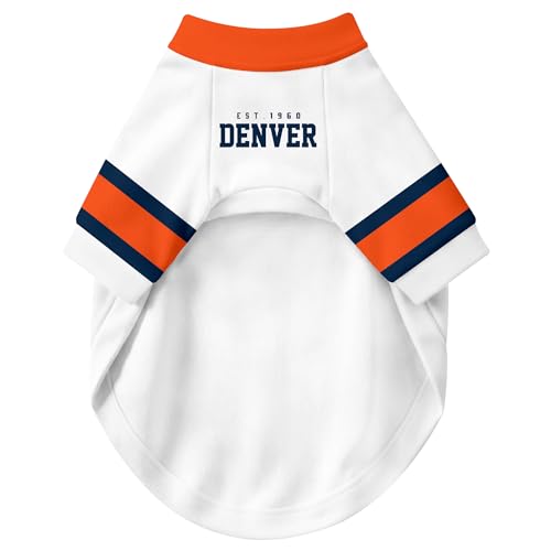 Image of Denver Dog Clothes Jersey Style Personalized Pet T Shirt with Custom Name Number for Small Medium Large Dogs
