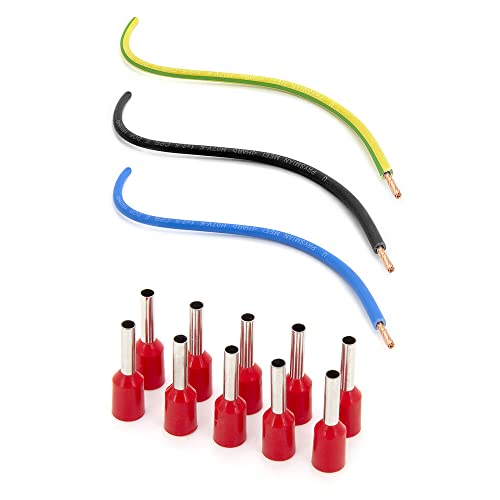 ELS Elektrotechnika Kupfer Verdrahtungssatz Aderleitung flexibel H07V-K 1.5mm² 3 Farben + 10 isolierte Aderendhülsen Kabelbaum für Zählerschrank und Elektroverteiler (3 x 1 Meter Set) Cover
