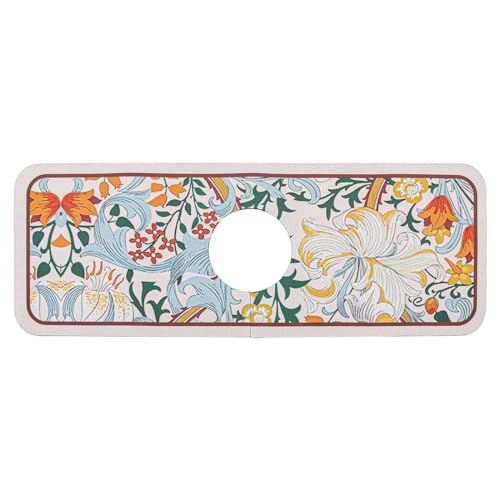 CENPEK Alfombrilla Absorbente para Grifo Fregadero, Protector contra Salpicaduras, Diseño Floral, Suave, para Drenaje, Alfombrilla Absorbente Secado Rápido, Reutilizable para Baño Cocina