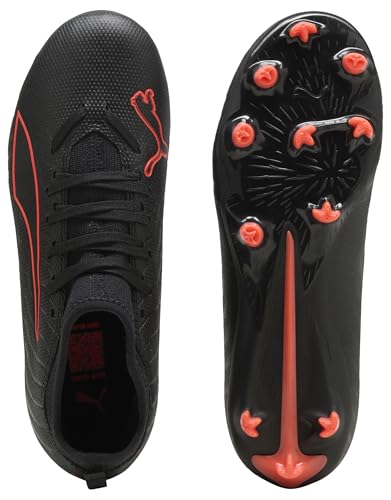 Image of PUMA Unisex Children's Ultra 6 Match Fg /Ag Jr Football Boots, Puma Black PUMA Red, 10 UK
