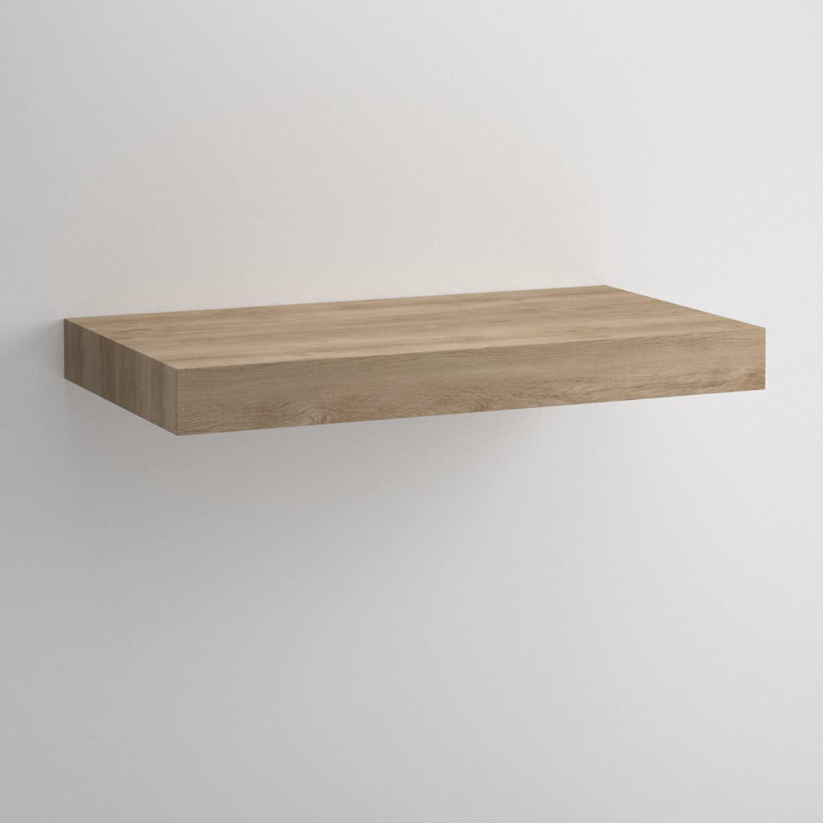 Encimera Baño Madera Suspendida | Flotante para Lavabos sobre Encimera | Fondo (46cm o 40cm) | Espesor 8cm | 60 cm., Roble Natural (Fondo 46cm)