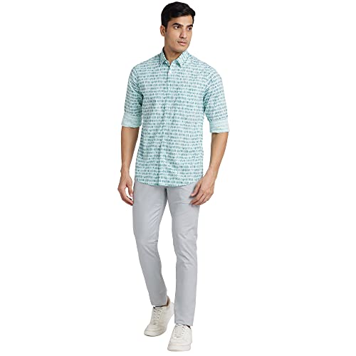 Image of Colorplus Men's Pure Cotton Print Pattern Contemporary Fit Spread Collar Full Sleeve Casual Shirt