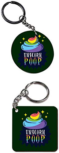 Plan To Giftkeychains for men unicorn poop Keychain Combo Pack set of 2 pc (2X2 inch)