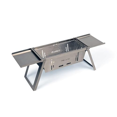 Trakker Armolife Folding Stainless Steel BBQ for Carp Fishing Social Sessions | Off the Ground Cooking for Ease and Food Safety | Stable and Compact Folding Design | Adjustable Coals | 211901