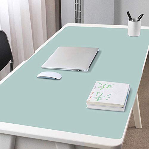 Tapis de bureau multifonctionnel en cuir PU étendu Tapis de souris de jeu ultra fin antidérapant lisse et imperméable pour bureau Noir 120x60cm Vert