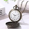 JewelryWe Vintage Castle Pocket Watch: Men Women Quartz Antique Bronze Hollow The Marauder's Map Carved Fob Hunter Case Watch with 30 in Chain #2