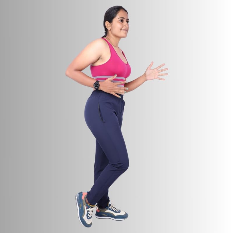 Image of Go-Fit Women Zip Pocket Synthetic Dry-Fit Gym Casual Lower Joggers Trackpant Sports Pant | Multicolors