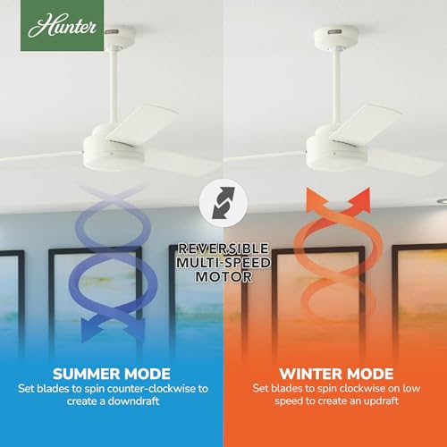 Image of Hunter Presto, Indoor, Ceiling Fan, No Light, Modern, 44 inch, Matte White