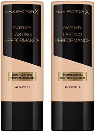 Max Factor Lasting Performance Base de Maquillaje Líquida Tono 102 Pastelle - 35 g (Paquete de 2)