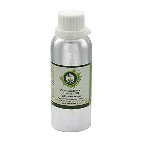 R V Essential Pure Sunflower Carrier Oil 1250ml (42oz)- Helianthus Annuus (100% Pure and Natural Cold Pressed)