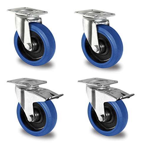 Blue Wheels Transportrollen Ø 80mm, Blaue Rollen, Lenkrollen/Feststeller...
