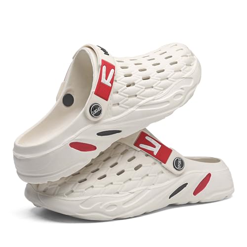 Vtiao Men's fashion garden clogs, arch support, woven look design, EVA material, lightweight, durable, non-slip, beach shoes, gardening shoes, indoor and outdoor sandals.