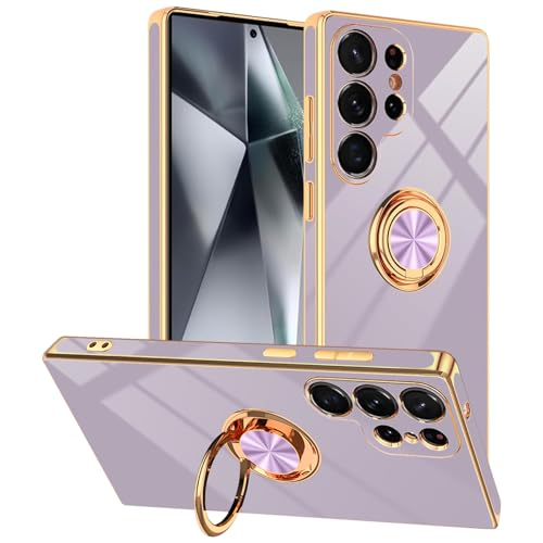Coque Galaxy S25 Ultra TPU violet protection antichoc avec béquille anneau aimanté