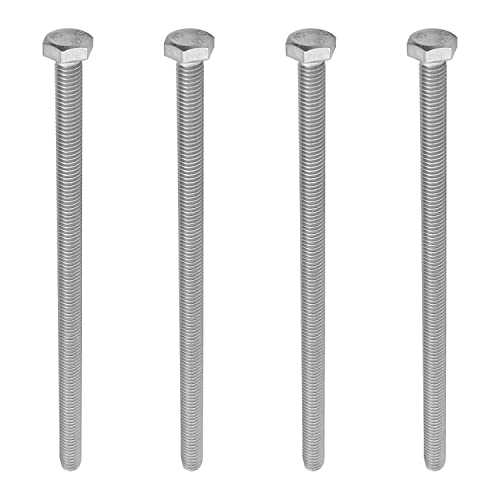 Image of MroMax 4Pcs M6 x 120mm Hex Head Screws Bolts, 304 Stainless Steel 18-8, Fully Threaded, External Hex Drive, for Mounting Chair, Handles, Rail, Pump, Wheels, Antenna Parts, Boat and Plastic Bumpers | 304 Stainless Steel, Fully Threaded, External Hex Drive, Long Bolts for Small Mechanical base, Motor Bracket, Corner Bracket