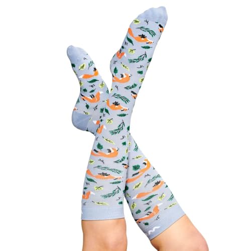 Compression Socks for Women & Men Circulation - 15-20 mmHg Compression Socks - Best Support for Nurses Running Athletic (Fox - Bamboo Medium - Regular Calves)