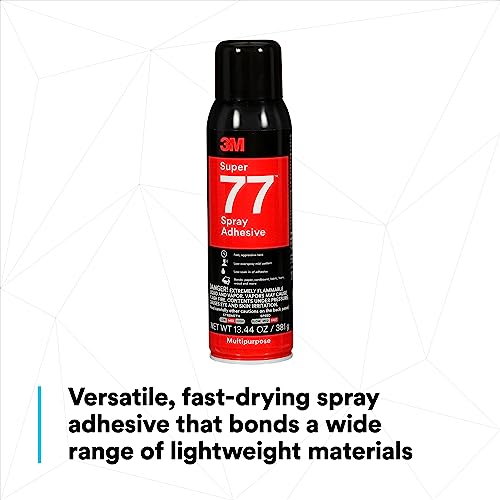 3M Super 77 Multipurpose Permanent Spray Adhesive Glue, Paper, Cardboard, Fabric, Plastic, Metal, Wood, Net Wt 13.44 Oz #TOP2