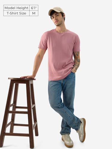 Image of The Souled Store Supima: Men and Boys Short Sleeves Round Neck Solid Premium Basic Casual Lightweight Easy to Style Everyday Streetwear Trendy Supima T-Shirt