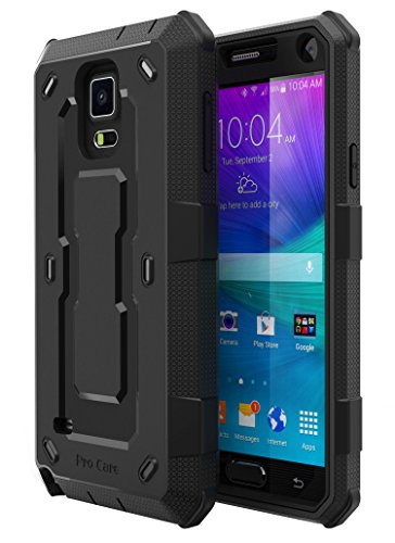 E LV Case for Galaxy Note 4 Case Shock Absorption/HIGH Impact Resistant Full Body Hybrid Armor Protection Defender Case Cover for Samsung Galaxy Note 4 - [Black/Black]
