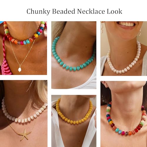 image for HolidayQbee Beaded necklace for Women Boho Bead Chunky Necklace Big Wh