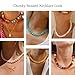 HolidayQbee Beaded Necklace for Women Boho Colorful Bead Gemstone Chunky Necklace Big Bead Necklace Fashion Trendy Summer Stone Beaded Necklaces Jewelry Gifts