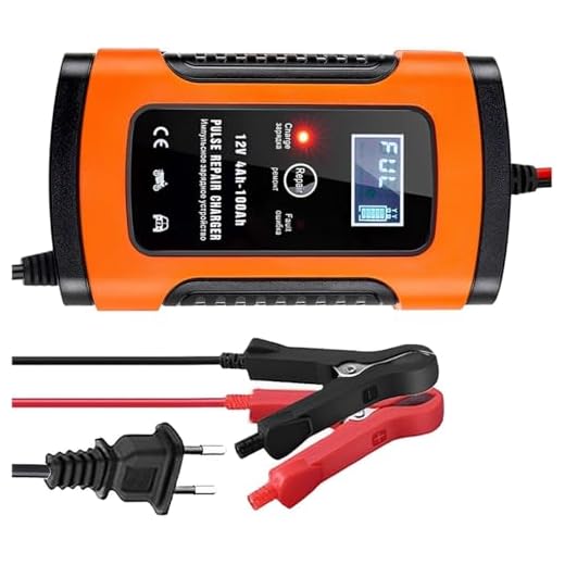 PESOMA Fully Automatic Car Battery Charger 5A 12V, Battery Charger for Car, Bike & Maintainer- EU Plug for Battery Including Calcium Batteries-LED with Flickering Tinted Glass Controller Pack of 1