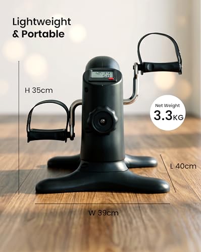Image of Sparnod Fitness SMB-525B Arm & Leg Mini Exercise Bike with LCD Display, Adjustable Resistance, Portable Under Desk Pedal Exerciser for Home & Office Workout, Compact Steel Frame, 120kg Capacity