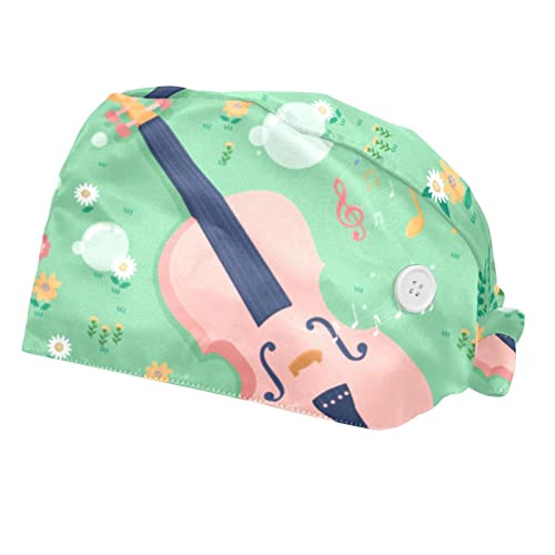 Casquette de travail ajustable avec bandeau absorbant musique fleurs