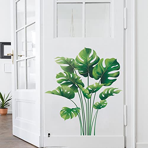 Dosminer Leaf Wall Decals Tropical Wall Stickers Monstera Leaves Wall Decor Posters For Living Room, Palm Leaf Wall Decals Vinyl Natural Green Jungle Wall Murals For Nursery Bedroom Office #TOP4