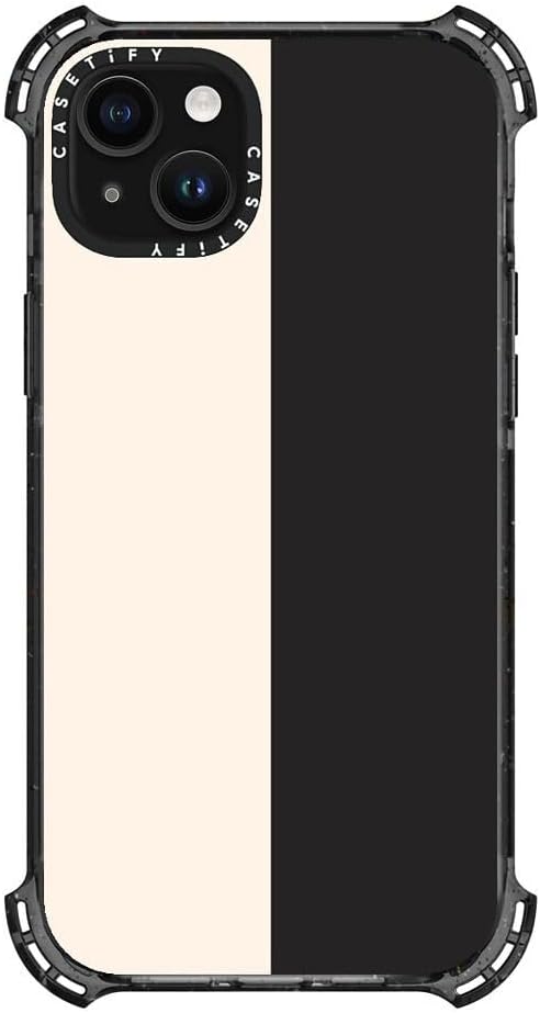 CASETiFY Bounce Case for iPhone 15 Plus [6X Military Grade Drop Tested / 21.3ft Drop Protection/Compatible with Magsafe] - White/Black Colorblock - Clear Black