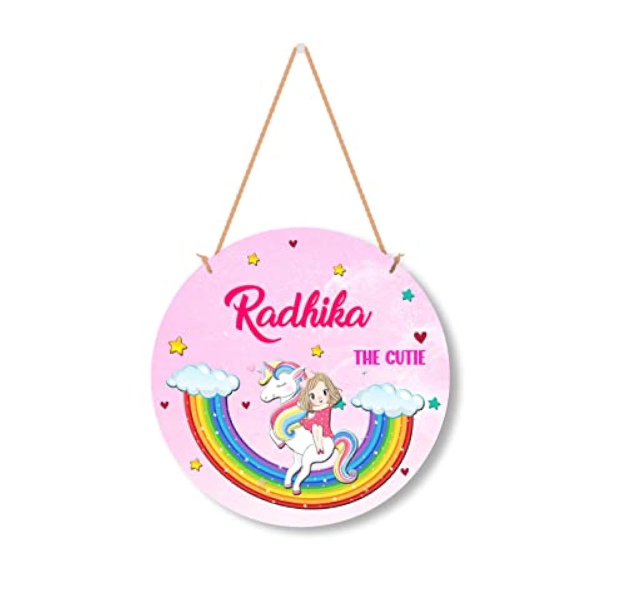 Unicorn Personalized Kids Name Plate with Hanging Chain