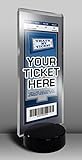 Acrylic Sports, Concert, Theater Ticket Display Stand with Black Round Base (Super Bowl, Hockey, Basketball, More)