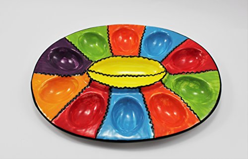 Plato de huevos de cerámica pintado a mano. Modelo estival. Medidas 29cm...