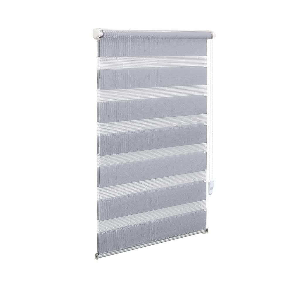 Obdeco Lightgrey Double Roller Blind, Duo Roller Blind, Klemmfix, No Drilling Required, For Windows, Translucent And Blackout (120 X 130 Cm (Fabric Width: Approximately