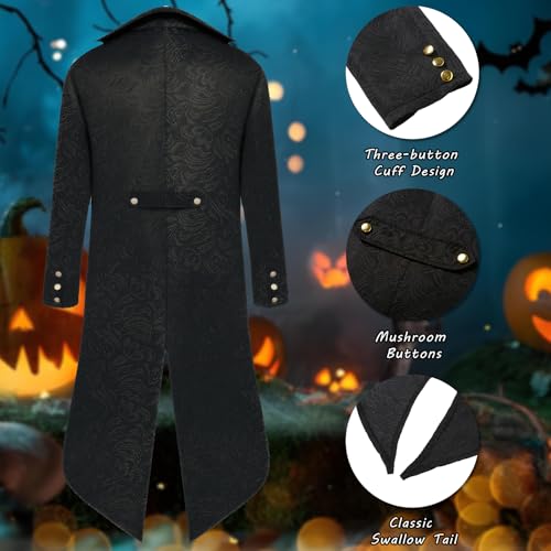 YQVGFBY Manteau steampunk Costume de magicien médiéval Manteau de pirate pour Halloween, Renaissance, vampire pirate – vue 5