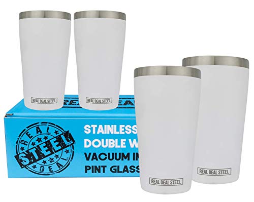 Stainless Steel Pint Glasses: Double Wall Vacuum Copper Insulated Metal Cups to Keep