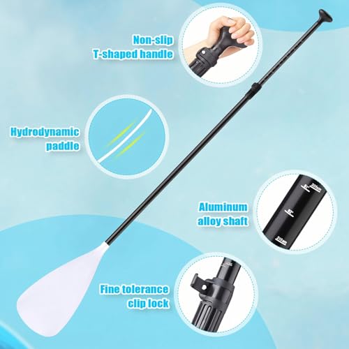 Image of Hollowfly 4 Set of 3 Pieces SUP Paddle Board Paddle Adjustable Paddleboard Lightweight Stand up Oar Aluminum Alloy Floating Replacement Oar Adjustable Aluminum Alloy Shaft for Surfing