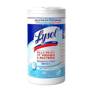Lysol Disinfectant Wipes, Dorm Room Essentials, Multi-Surface Antibacterial Cleaning Wipes, For Disinfecting and Cleaning, Crisp Linen, 80 Count