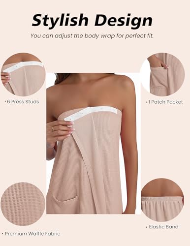 Image of Ekouaer Waffle Robes For Women Bath Wraps Lightweight Knee Length Soft Shower Robe with Pocket S-L