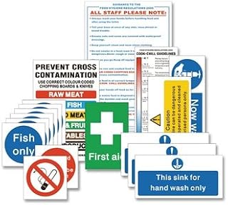 Senior Hygiene Catering Pack Signs Posters Notices (Pack Of 17) (Self - Adhesive) - make everyone aware of risks and procedures
