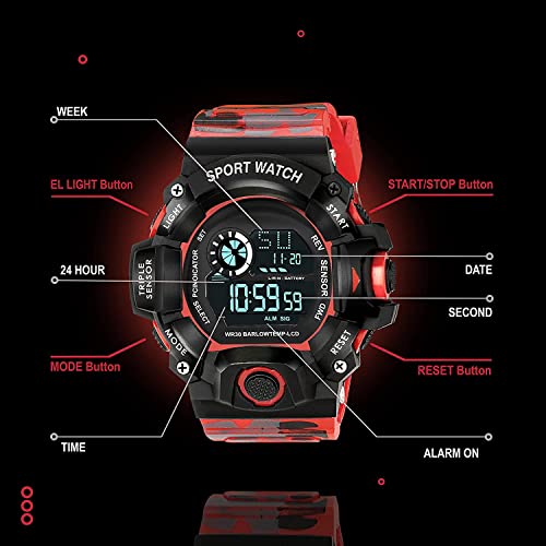 Image of Acnos Digital Sports Watch - Rugged Outdoor Multi-Function Countdown Timer & Alarm (WR30 Water-Resistant)
